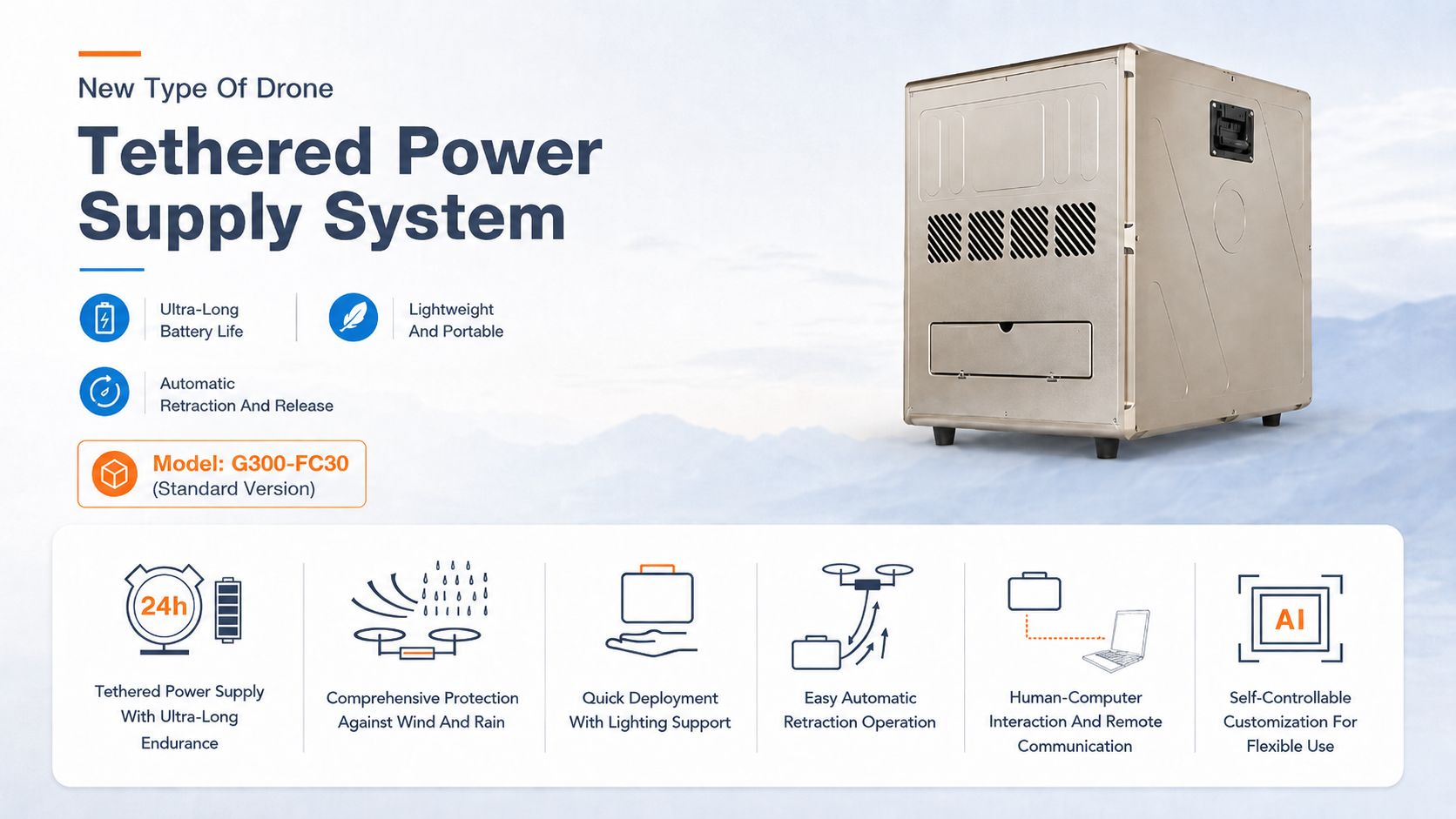 G300 tethered drone power supply for DJI FlyCart 30 and FlyCart 100 product overview