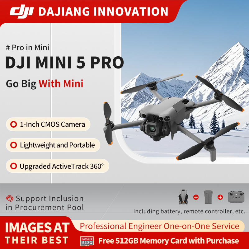 DJI Mini 5 Pro One-Inch Mini Aerial Photography Drone with Omnidirectional Active Obstacle Avoidance, Intelligent Follow, Lightweight, High-Definition, Professional, Lossless Vertical Shooting, Entry-Level Lightweight UAV