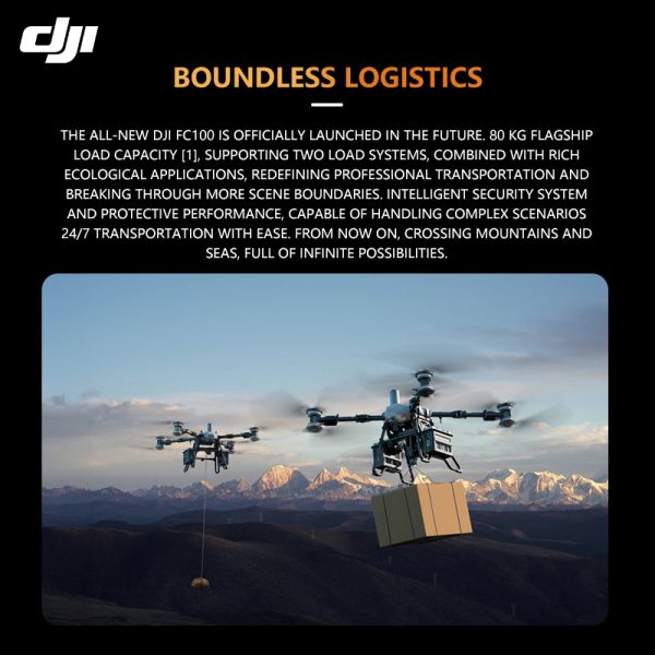 DJI FlyCart 100 Large Transport Drone for Emergency Rescue Payload Transport, Load Capacity 80 kg, Standard Package [Hoisting System, Smart Charger, Battery*2]
